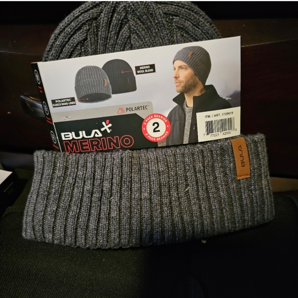 Bula Unisex Merino Wool Blend Beanie, 2-pk One Sz - Picture 2 of 2